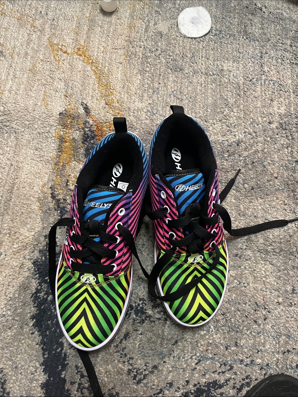 Heelys Neon Zebra Stripe Shoes - Green Pink Blue